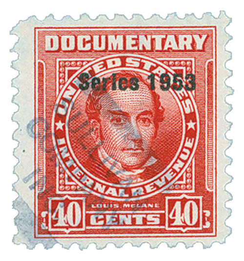 R629 - 1953 40c U.S. Internal Revenue Stamp, Carmine