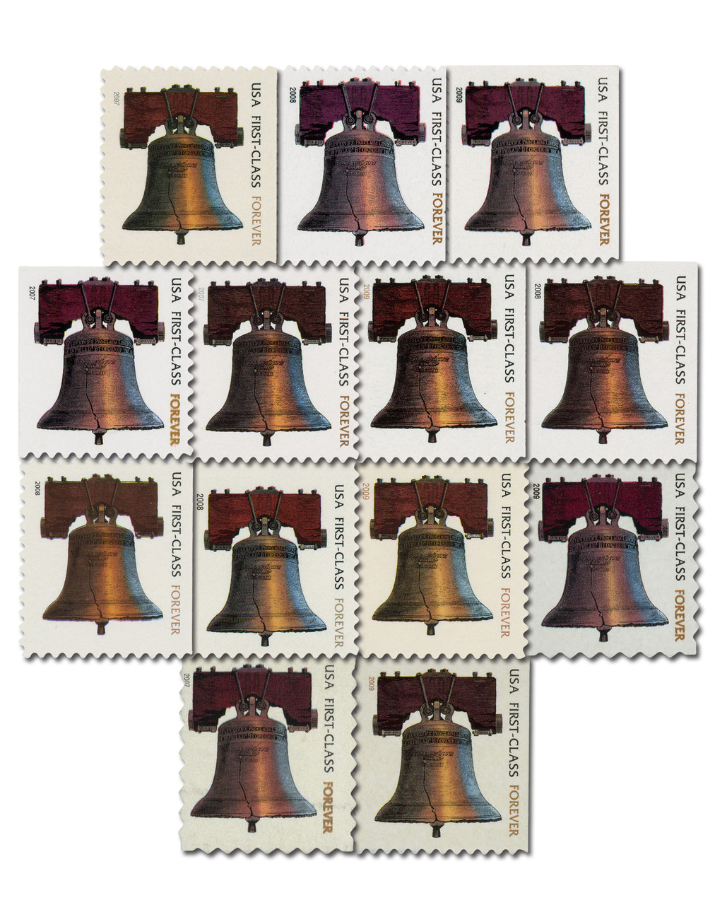 4125/4437 - 2007-10 Liberty Bell Forever, Set of 13 Stamps