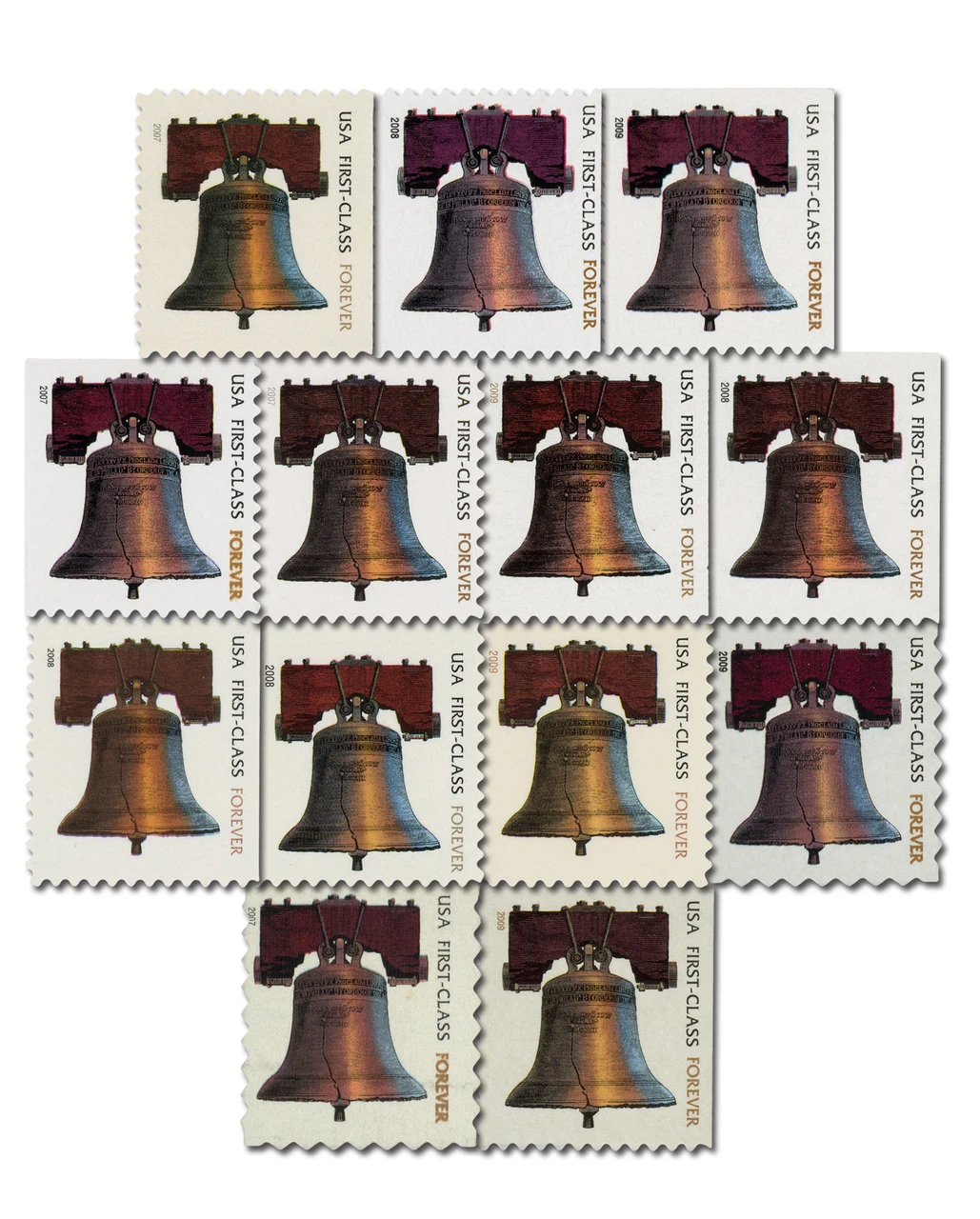4125/4437 - 2007-10 Liberty Bell Forever, Set of 13 Stamps
