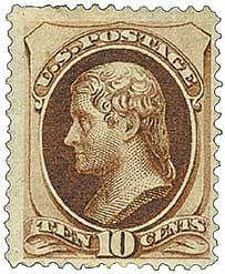 161 - 1873 10c Thomas Jefferson, Brown, Secret Mark, Hard Paper