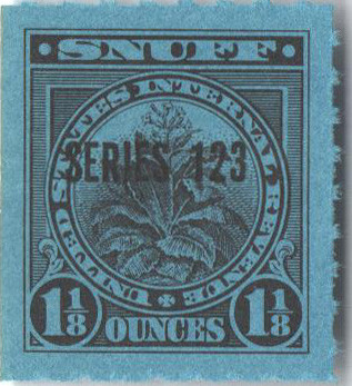 TE1030a - 1953, 1 1/8oz Snuff Tax Revenue Stamps - Series 123