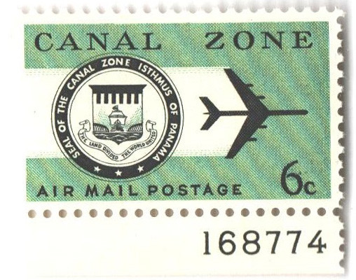 CZC42 - 1965 6c Canal Zone Airmail, Seal & Jet, Green & Black