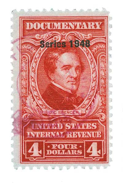 R501 - 1948 $4 U.S. Internal Revenue Stamp, Carmine