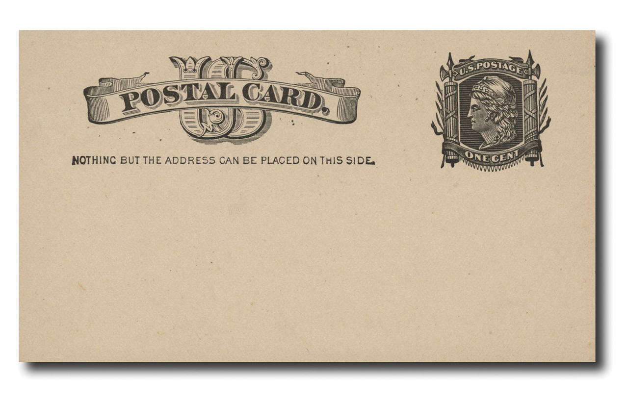 UX7 - 1881 1c Liberty, Black, Buff, Postal Card - Mystic Stamp Company