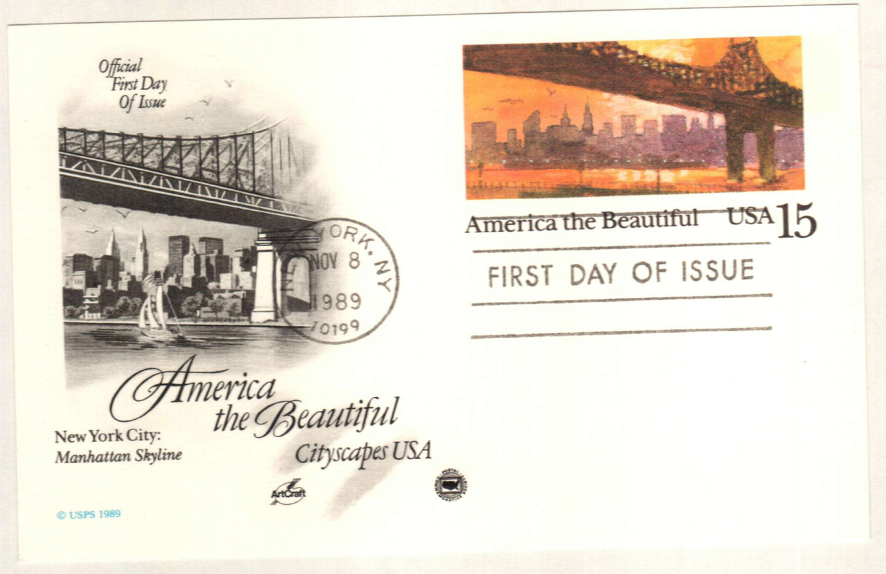 UX137 - 1989 15c America the Beautiful, Manhattan Skyline, Postal