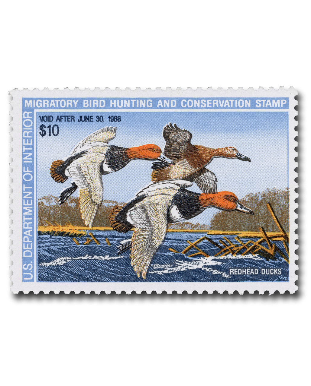 RW54 - 1987 $10.00 Federal Duck Stamp - Redheads - Mystic Stamp