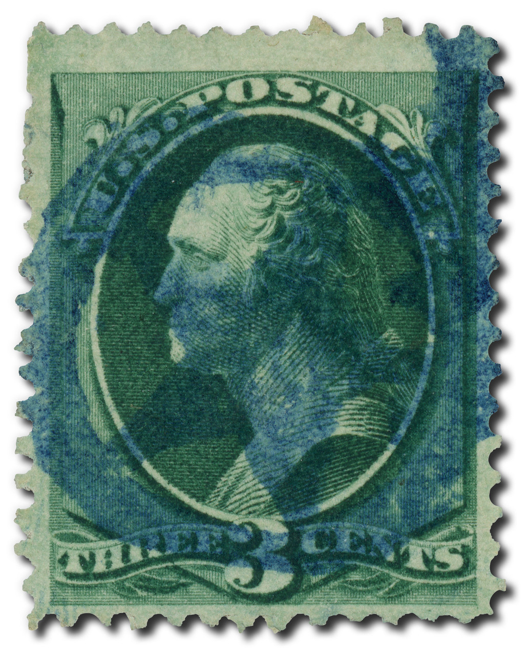 MRS1559 - 1873 3c Green Washington (Scott #158) - Star Fancy