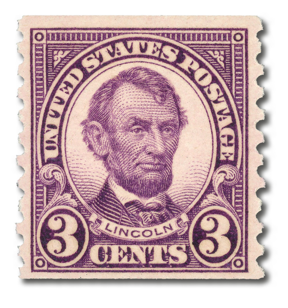 600 - 1924 3c Abraham Lincoln, Violet, Perf. 10 Vertically