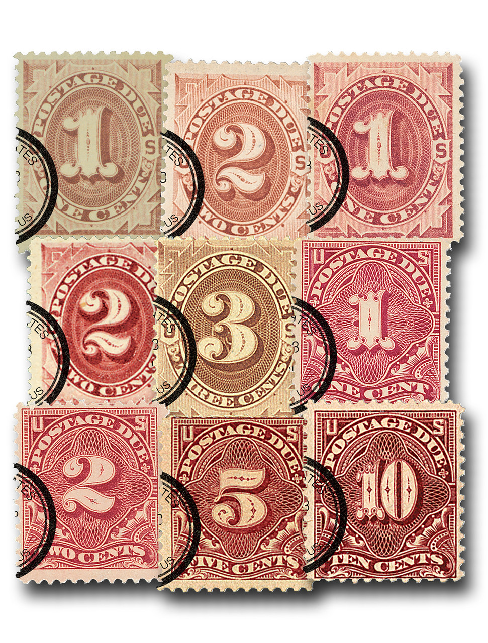 J3//42 - 1879-96 Postage Due - Set of 9