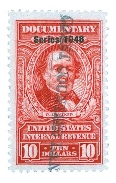 R503 - 1948 $10 U.S. Internal Revenue Stamp, Carmine