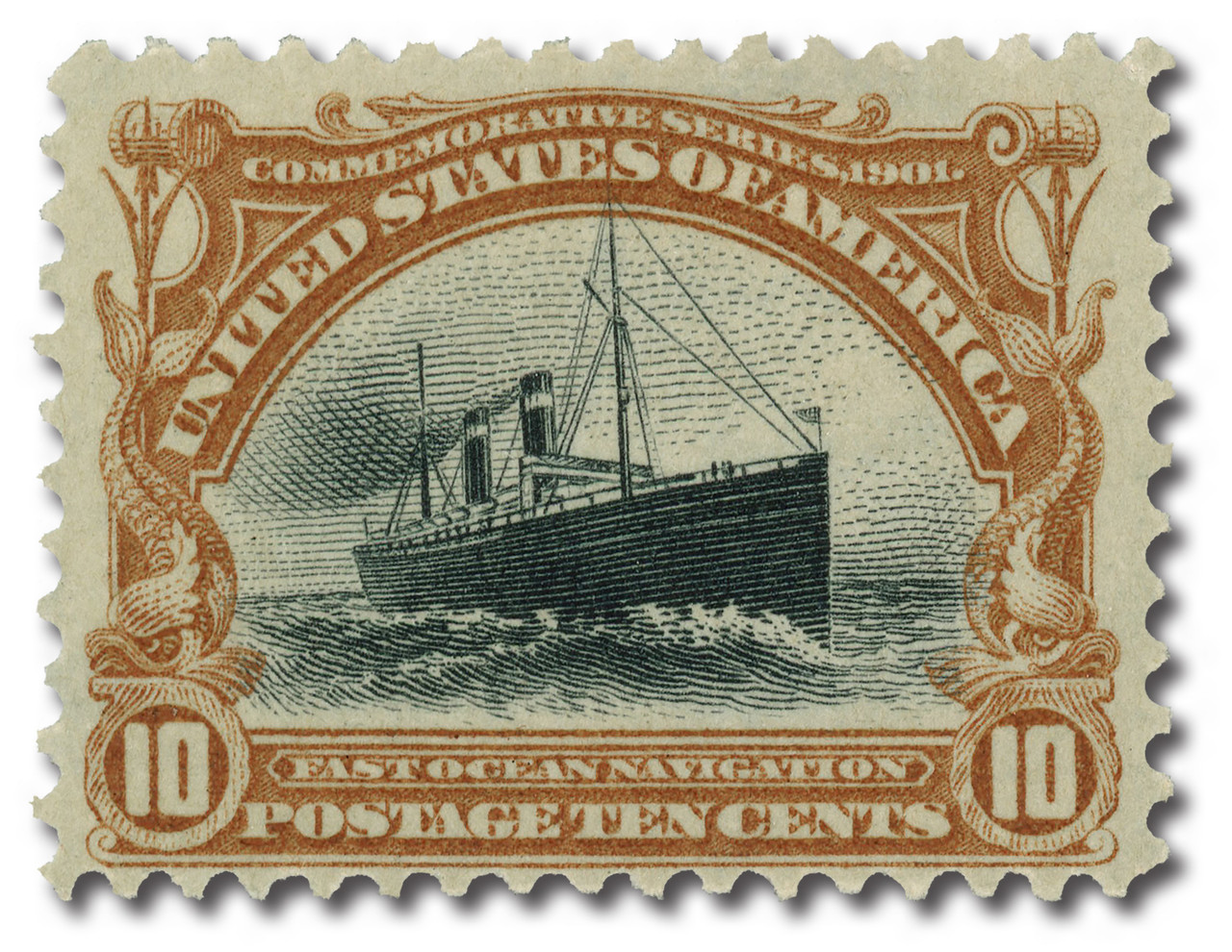 NAVIGATION　ゴールデンオーク　ありがとうございます！ 299 - 1901 10c Fast Ocean Navigation, Yellow Brown & Black