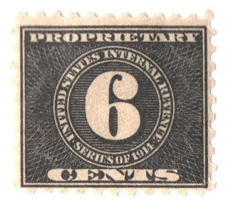 RB61 - 1914 6c Proprietary Revenue Stamp, Black, Double Line Watermark