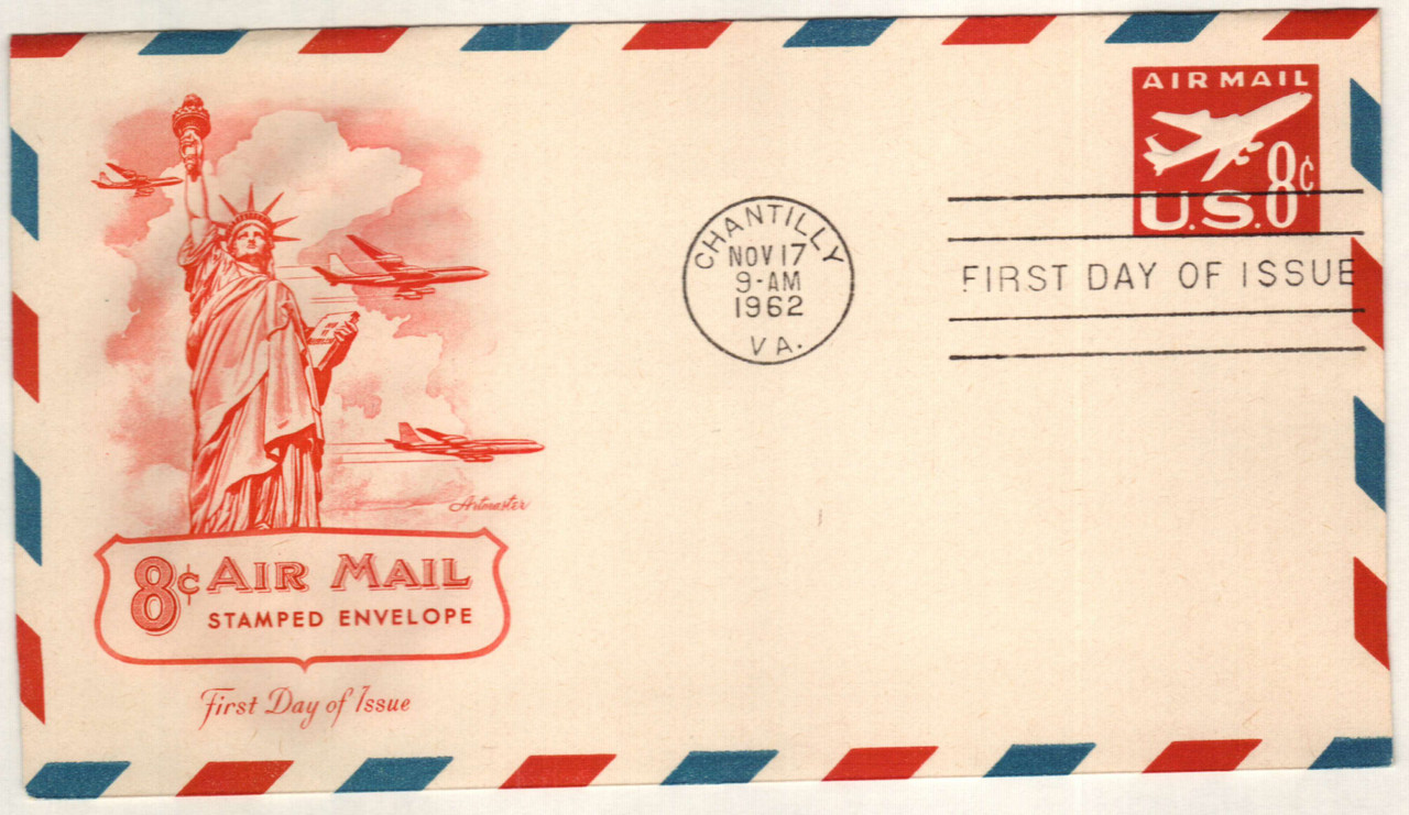 UC36 - 1962 8c Air Post Stamped Envelope, Jet Airliner, Red