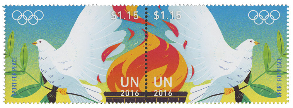 UN1139-40 - 2016 $1.15 Sport for Peace, Attached Pair, United Nations