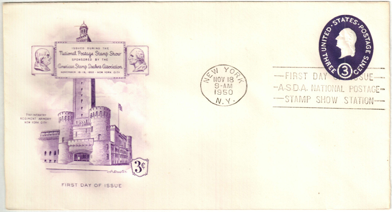 U534 - 1950 3c Washington, Dark Violet, Stamped Envelope, Die 4