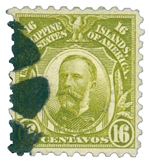 PH281 - 1914 16c Admiral William T. Sampson, Olive Green, Philippines Regular Issue, Single Line Watermark, Perf. 10