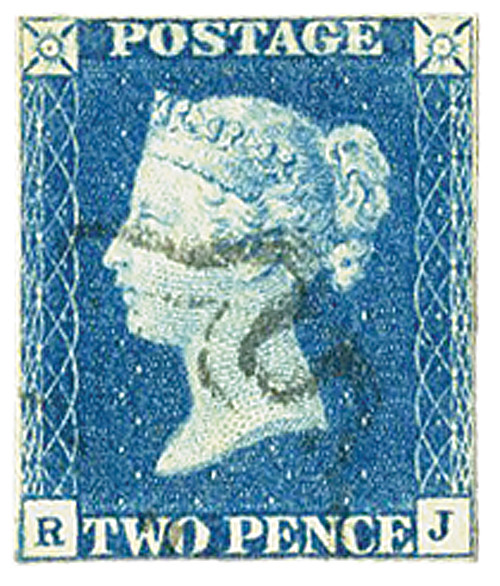 BLUE2 - 1840 2 Pence Blue, closely trimmed with Presentation