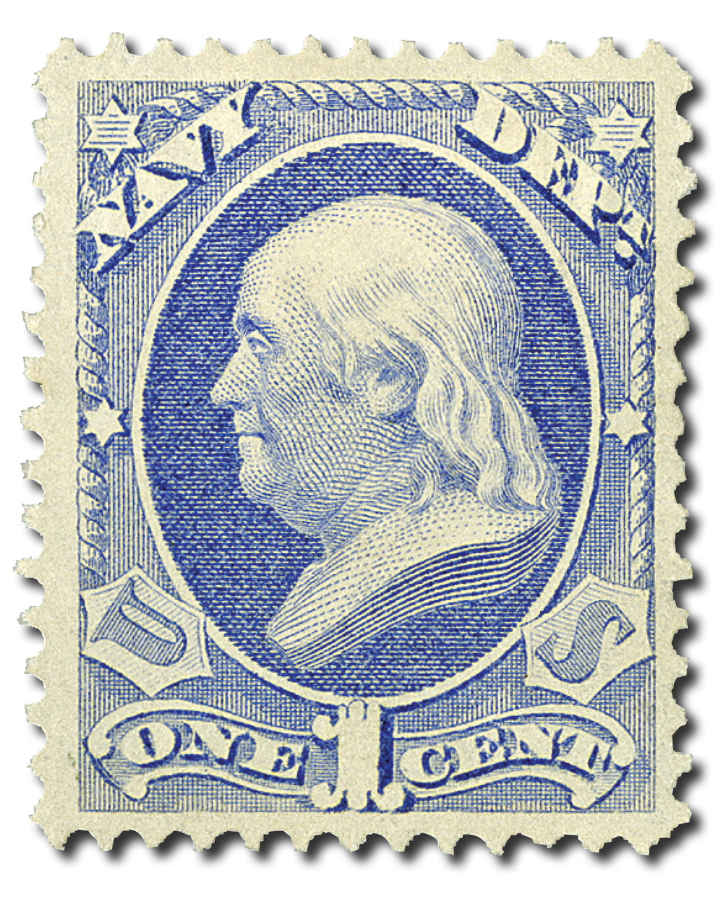 O35 - 1873 1c Navy Department Official, Ultramarine, Hard Paper
