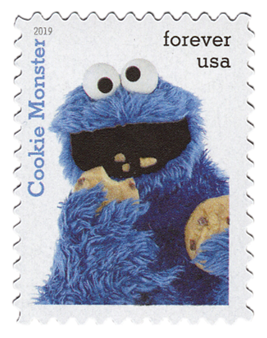 5394d - 2019 First-Class Forever Stamp - Sesame Street: Cookie Monster