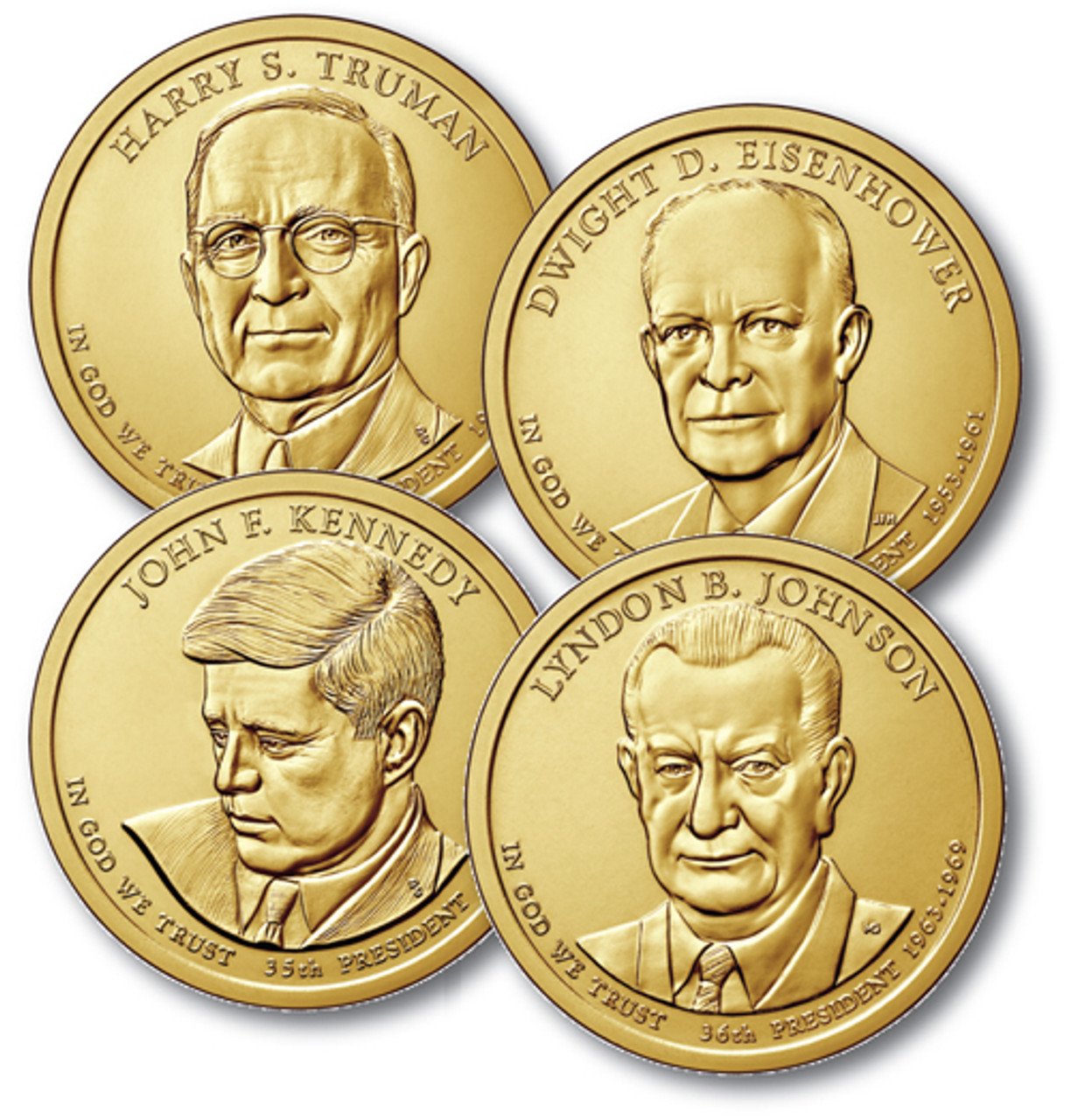 M11629 - 2015 $1.00 US President Coins, Denver Mint set of 4