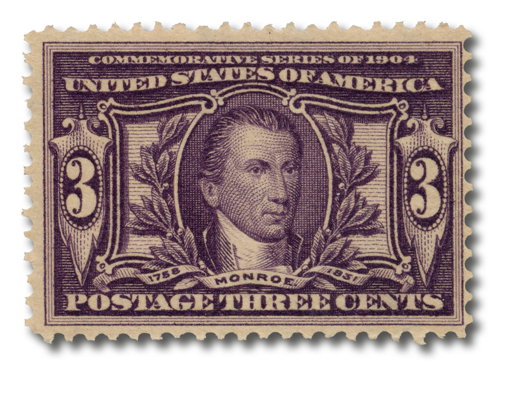 325 - 1904 3c James Monroe, Violet - Mystic Stamp Company
