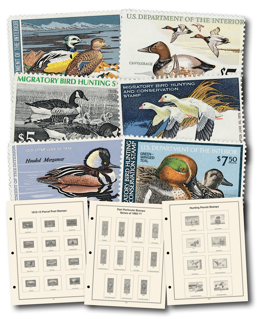 RW40//46 - 1973-79 US Duck Revenues, 6 Stamps with Free pages