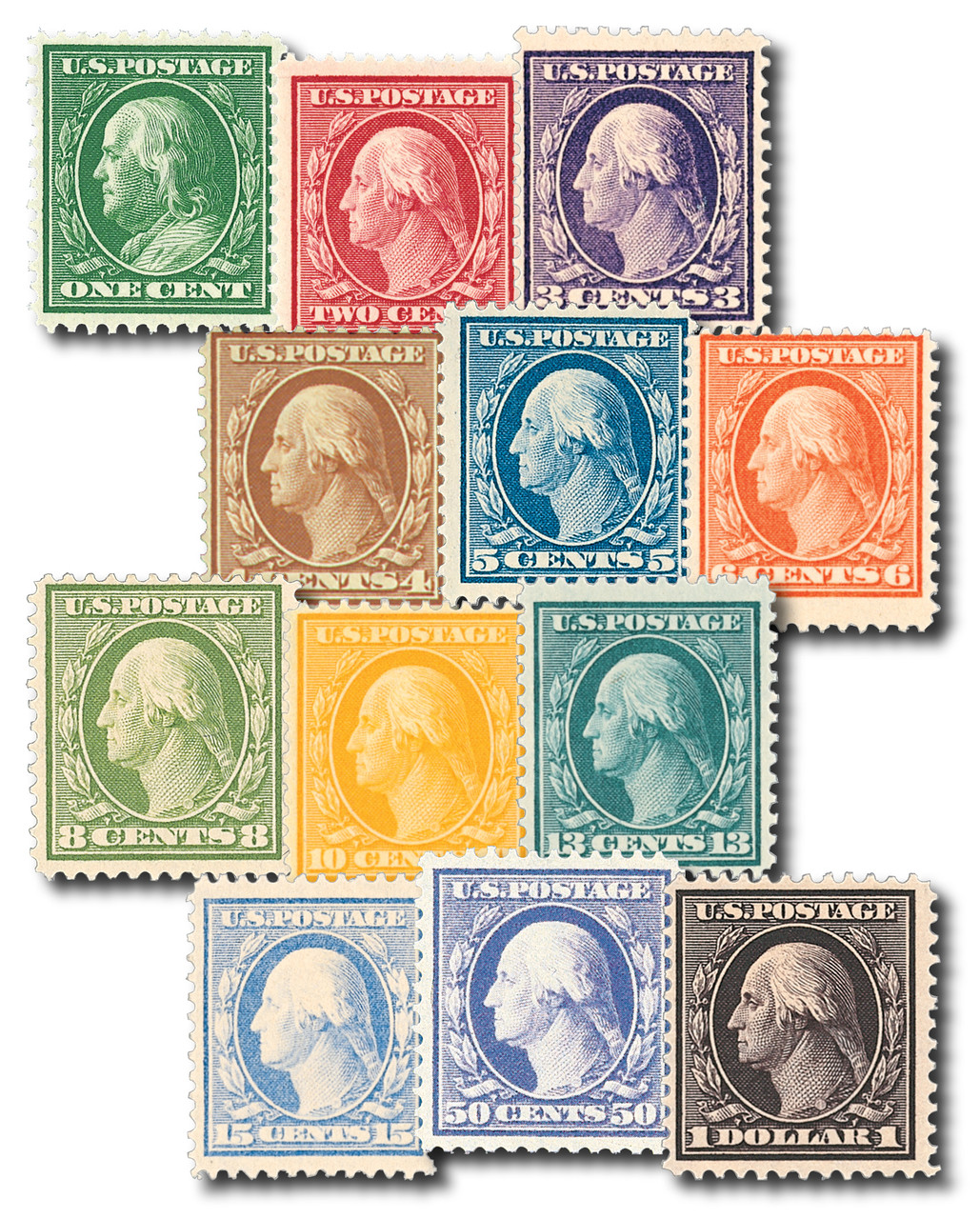 stamps 3.1～ 331-42 - 1908-09 Regular Issues, Double Line Watermark, Perf. 12