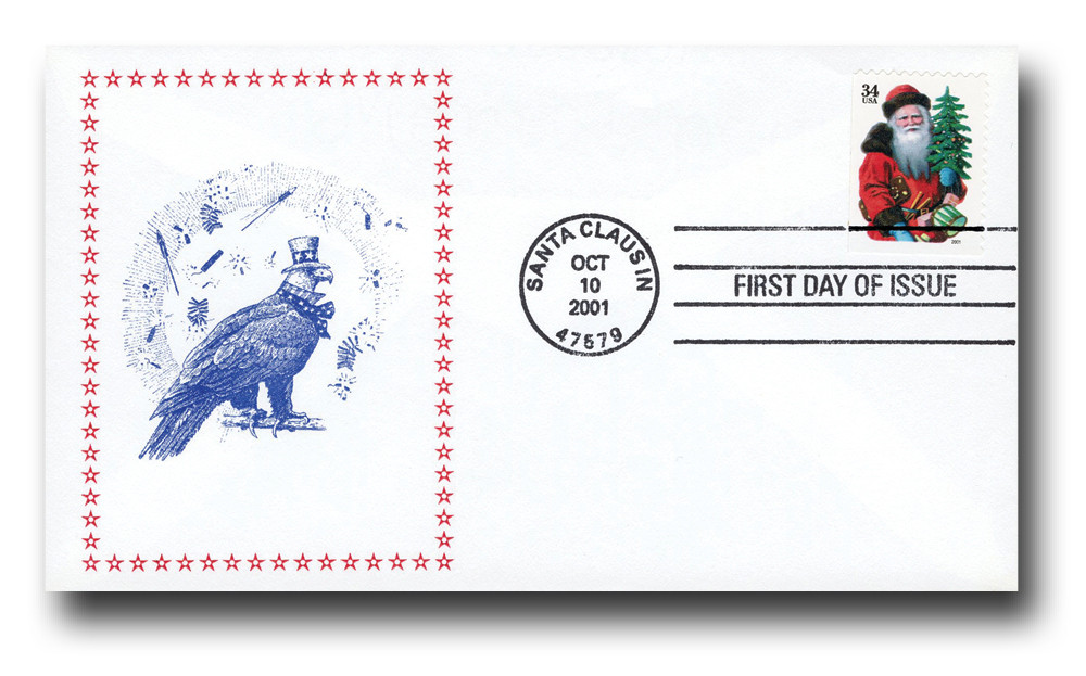3539a - 2001 34c Santa Clause with Red Hat, First Day Cover