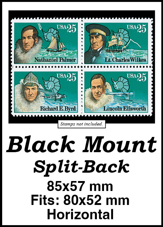 MM685 - 85x57mm 25 Horizontal Black Split-Back Mounts