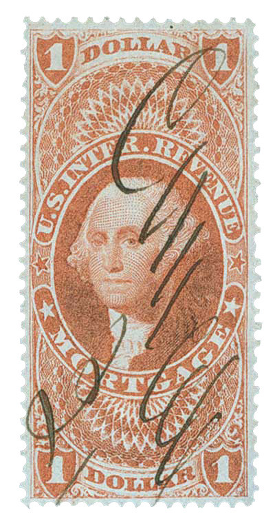 R73 - 1862-71 $1 U.S. Internal Revenue Stamp, Mortgage, Red, Perf. 12