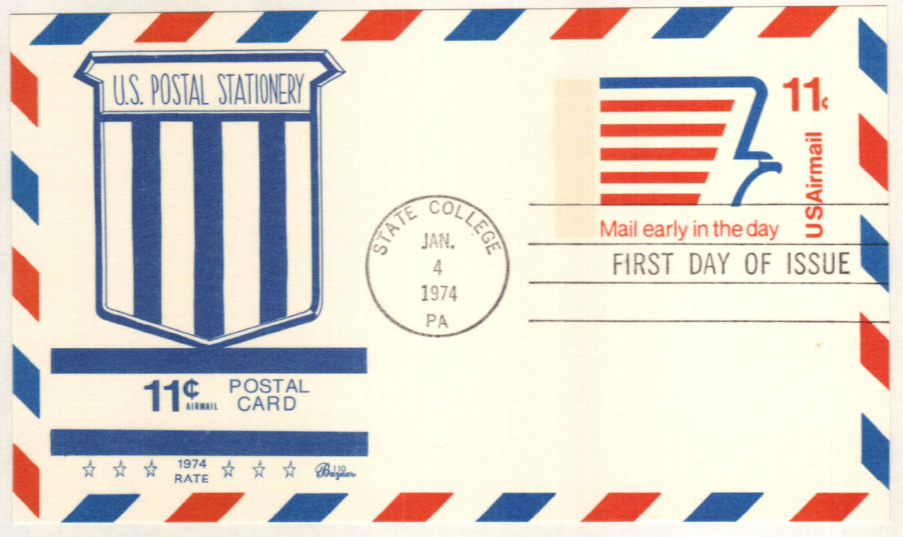 [銭単位]きじ航空　AIRMAIL 5枚 UXC14 - 1974 11c Air Mail Postal Card, Mordern Eagle - Mystic