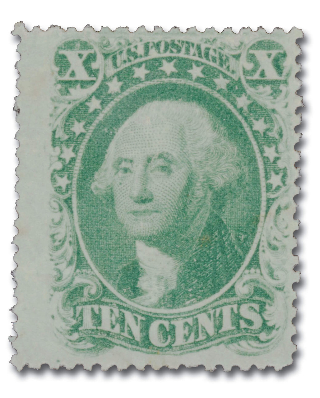 35 offer - 1859 10c Washington, Green, Type V, Perf. 15.5