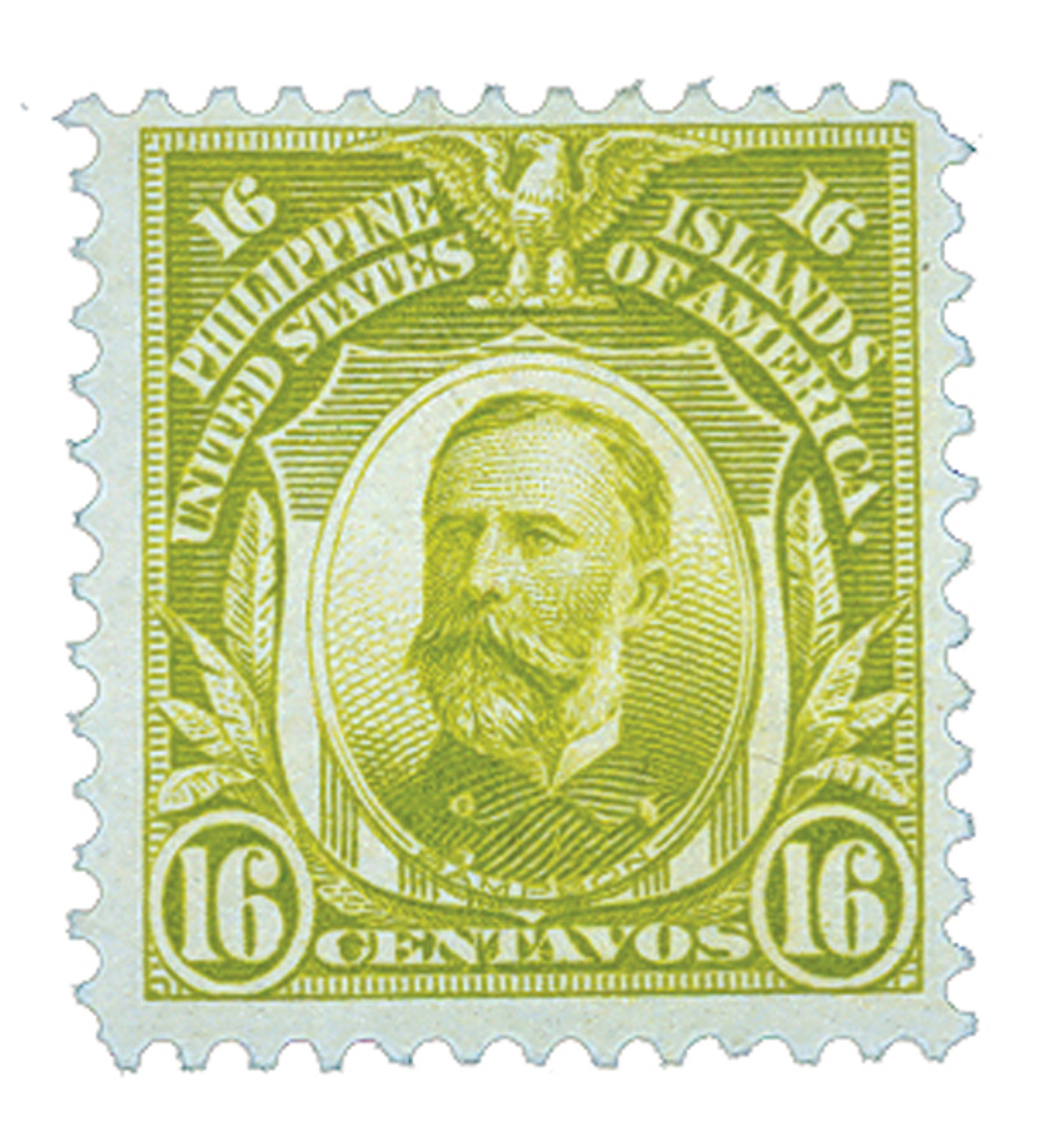 PH267 - 1911 16c Philippines, olive green, single-line watermark, perf 12