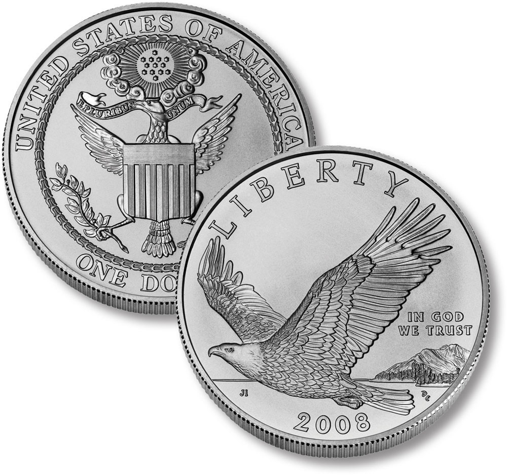 M12077 - 2008 Bald Eagle Silver Dollar, Uncirculated - Mystic