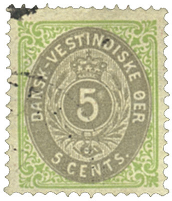DWI8 - 1876 5c Green & Gray, Danish West Indies