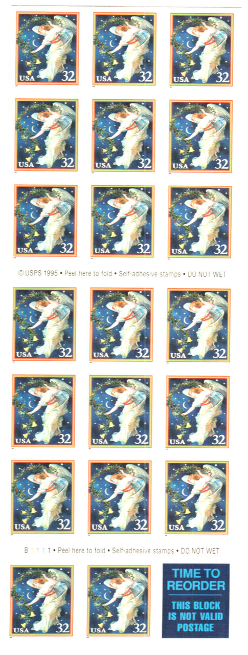 3012a - 1995 32c Midnight Angel, Booklet Pane of 20 Stamps