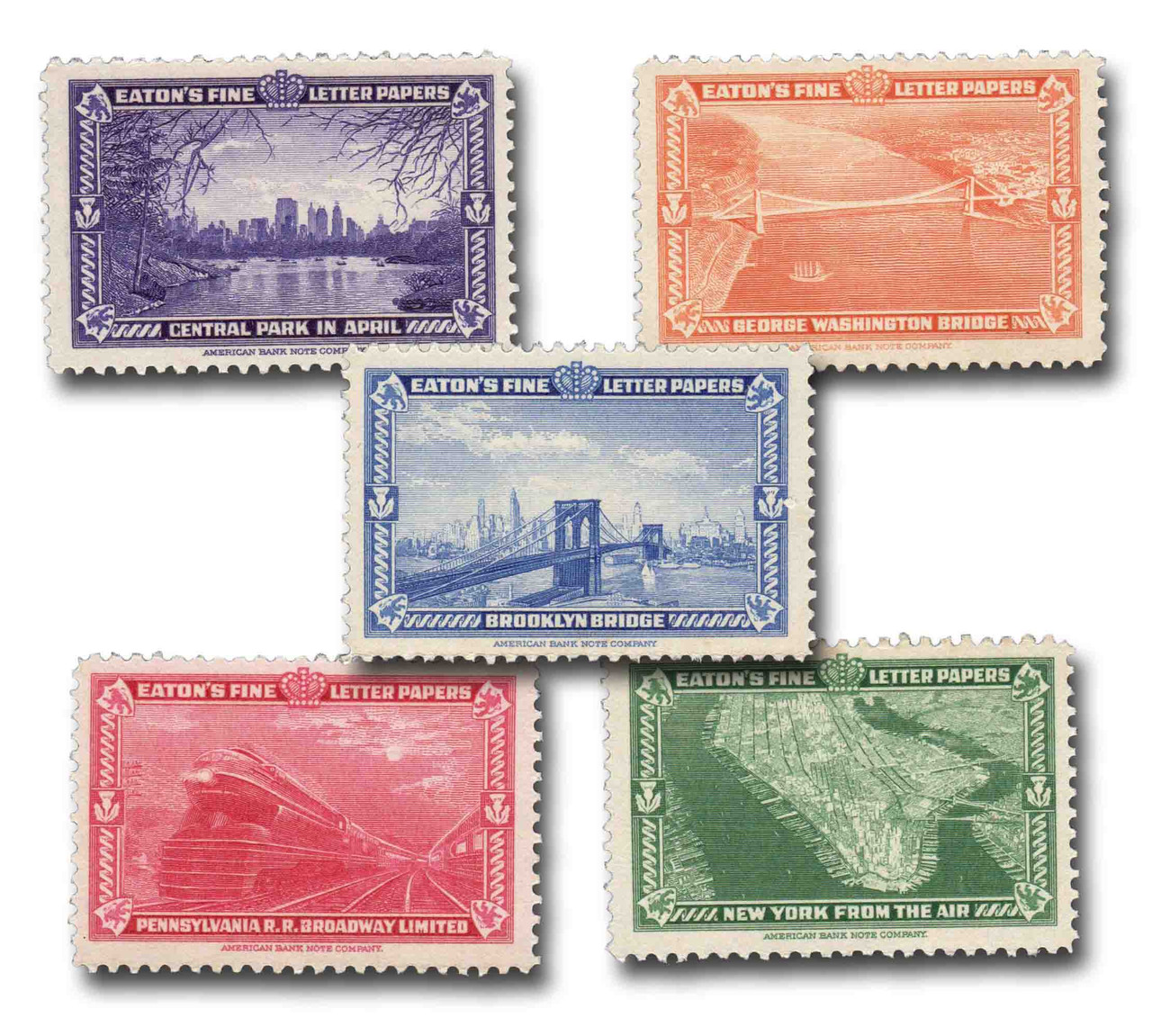 MUS091 - 1939 Eaton's Fine Letter Papers Advertising Poster Stamps, Set of 5