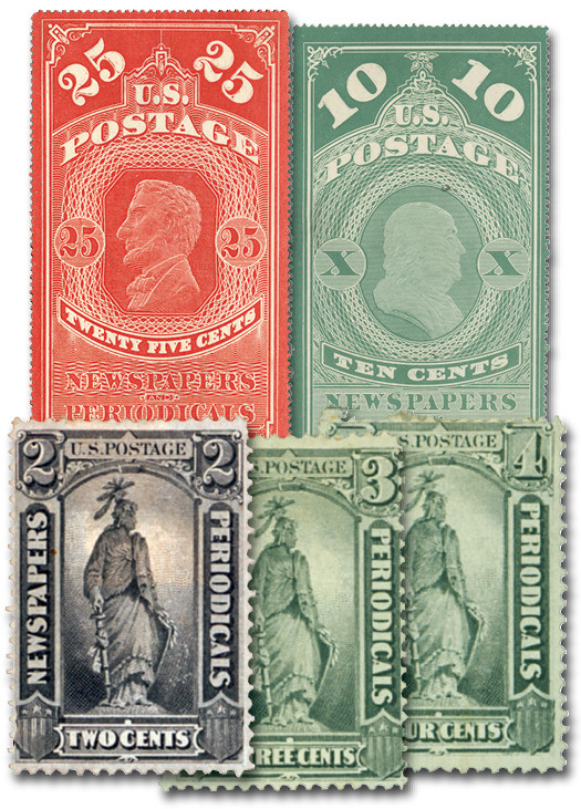 PR3//11 - 1865-75 Newspaper & Periodical Stamp, Set of 5 Stamps