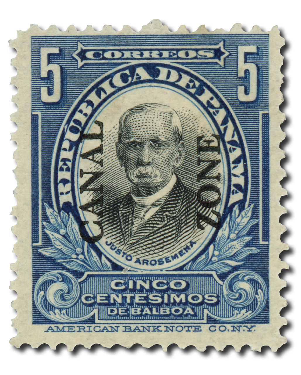 CZ33 - 1909 5c Justo Arosemena, Deep Blue & Black, Canal Zone Overprint Type I