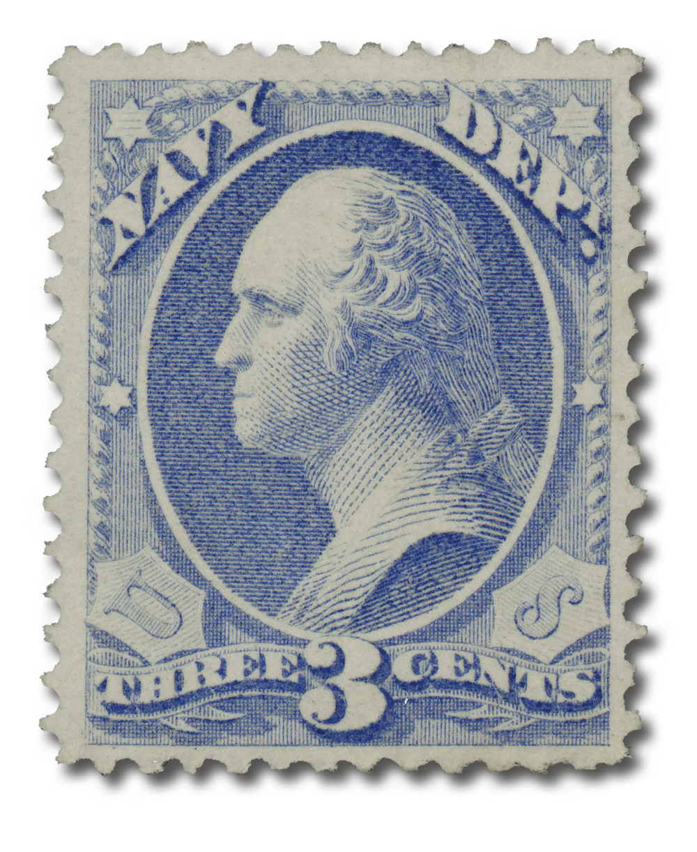O37 - 1873 3c Navy Department Official, Ultramarine, Hard Paper