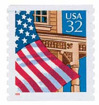 2913 - 1995 32c Flag Over Porch, Red Date, Coil - Mystic Stamp Company