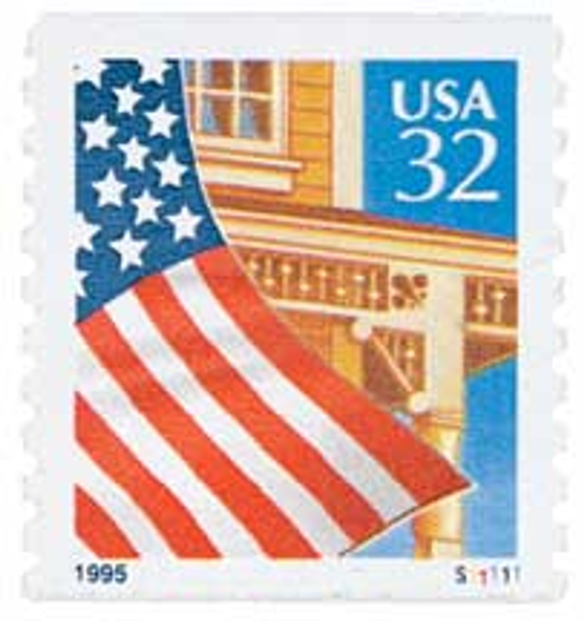 2914 - 1995 32c Flag Over Porch, blue date, coil