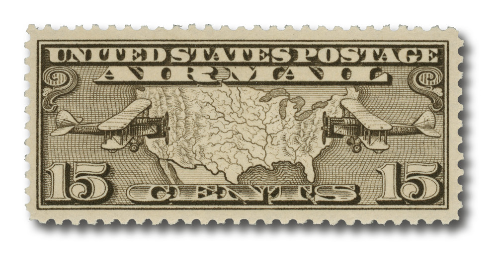 C8 - 1926 15c U.S. Map & Mail Planes, Olive Brown