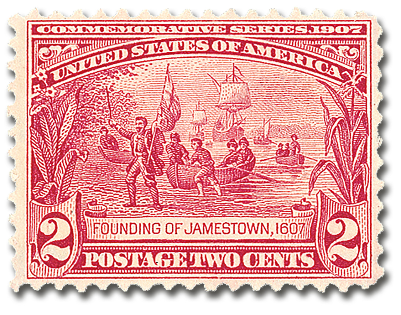 329 - 1907 2c Founding of Jamestown, Carmine