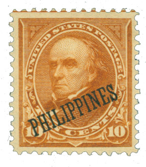 PH217A - 1899 10c Daniel Webster, Orange Brown, Type II, Double Line Watermark, Philippines Black Overprint
