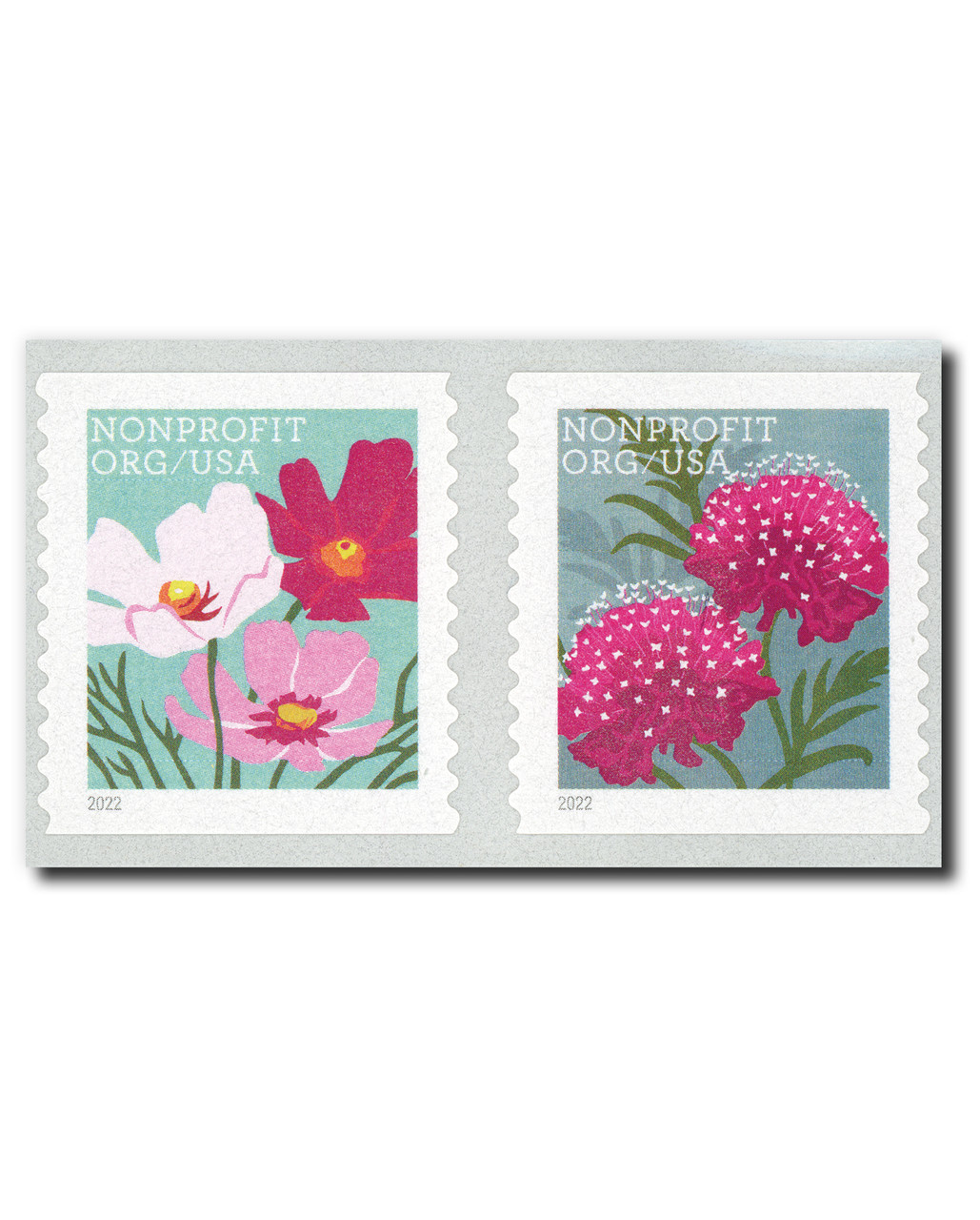 5664-65 - 2022 5c Butterfly Garden Flowers, Nonprofit