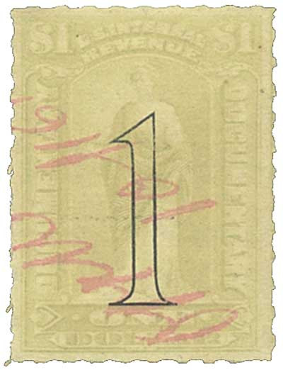 R184 - 1900 $1 US Internal Revenue Stamp - open numerals