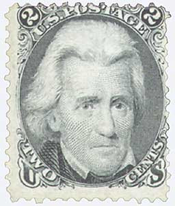 84 - 1867 2c Andrew Jackson, Black, D Grill, Perf. 12