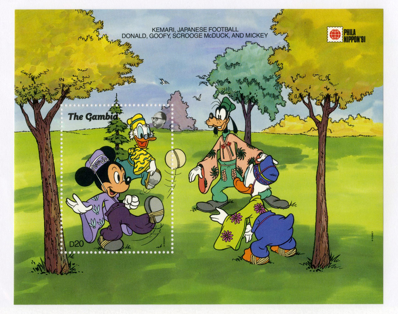 MDS278C - 1991 Disney Commemorates PHILANIPPON Stamp Show, Mint Souvenir Sheet, Gambia