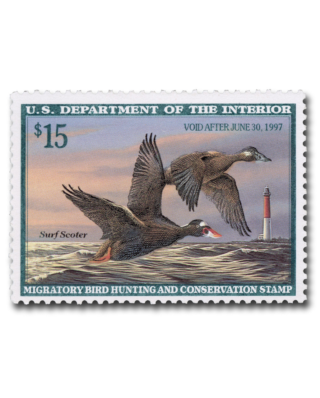 RW63 - 1996 $15.00 Federal Duck Stamp - Surf Scoters - Mystic